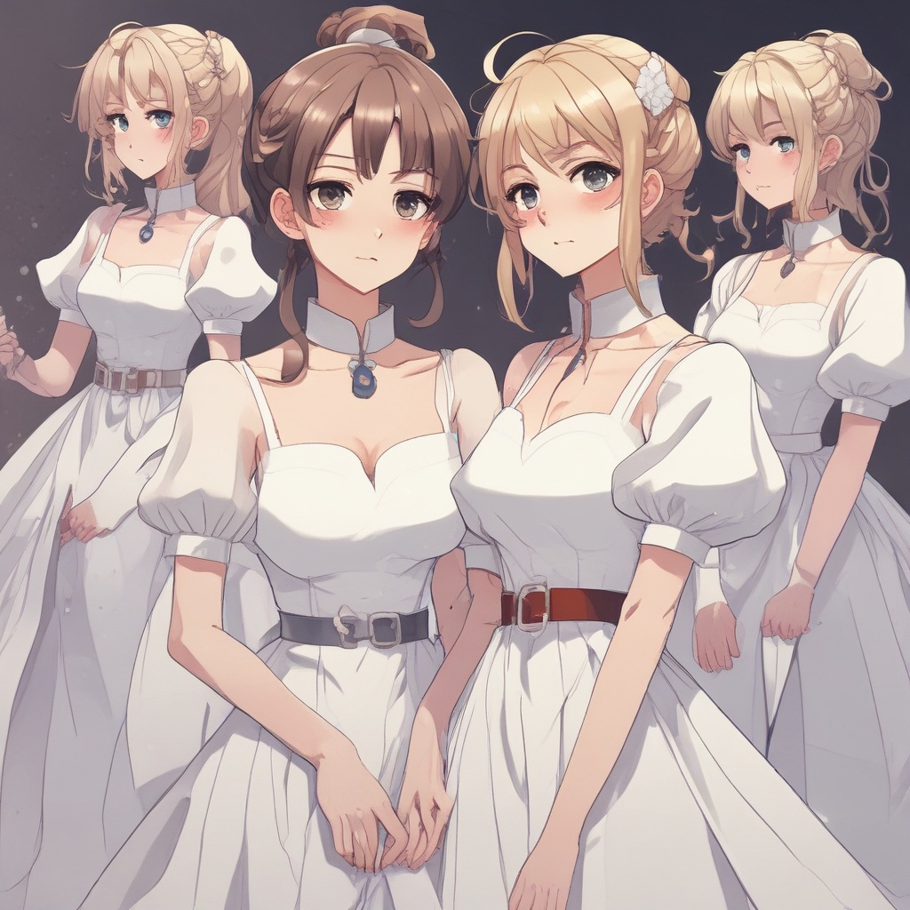 Anime-style characters in white dresses